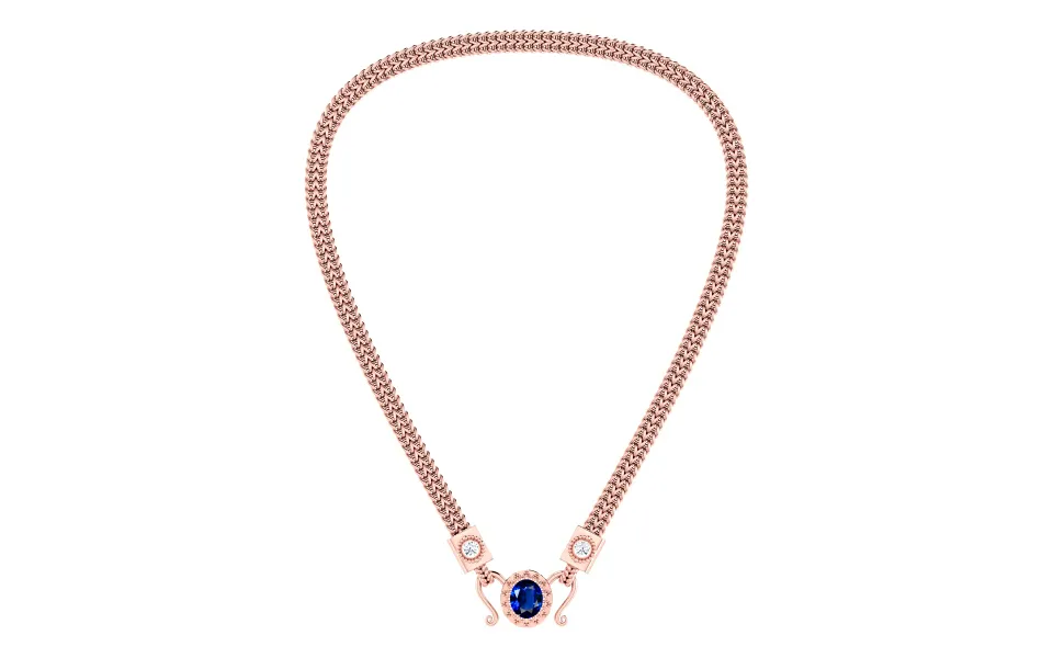 Royal Blue Sapphire Rose Gold Necklaces (NK8)