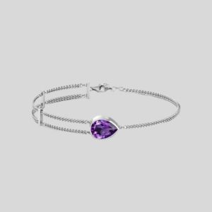 Amethyst Sterling Silver Double Chain Bracelet Rakhi (RK19) For Men