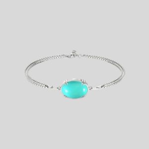 Turquoise Sterling Silver Chain Bracelet Rakhi (RK14) For Men