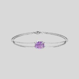 Amethyst Sterling Silver Double Chain Bracelet Rakhi (RK20) For Men