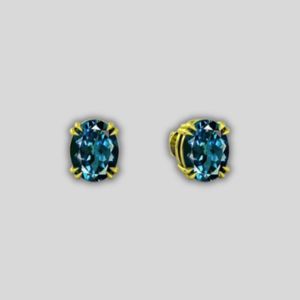 Double Prong Set London Blue Topaz Panchdhatu Stud Earrings(E2)