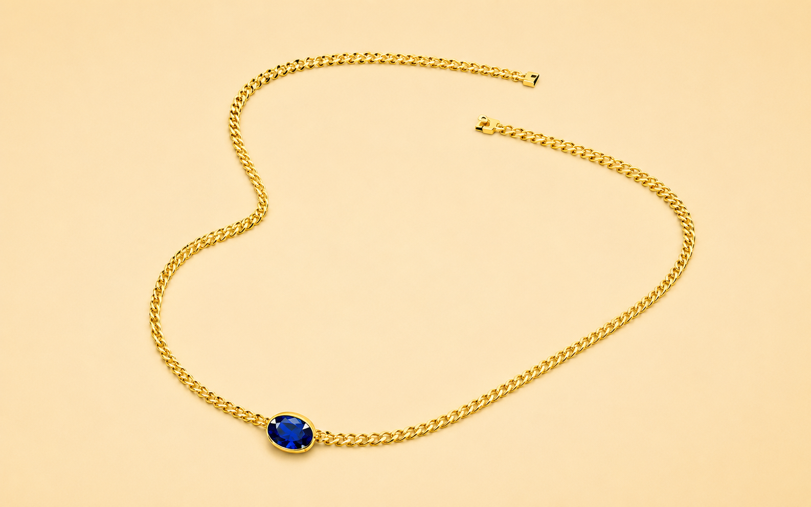 Royal Blue Sapphire Yellow Gold Necklaces (NK6)