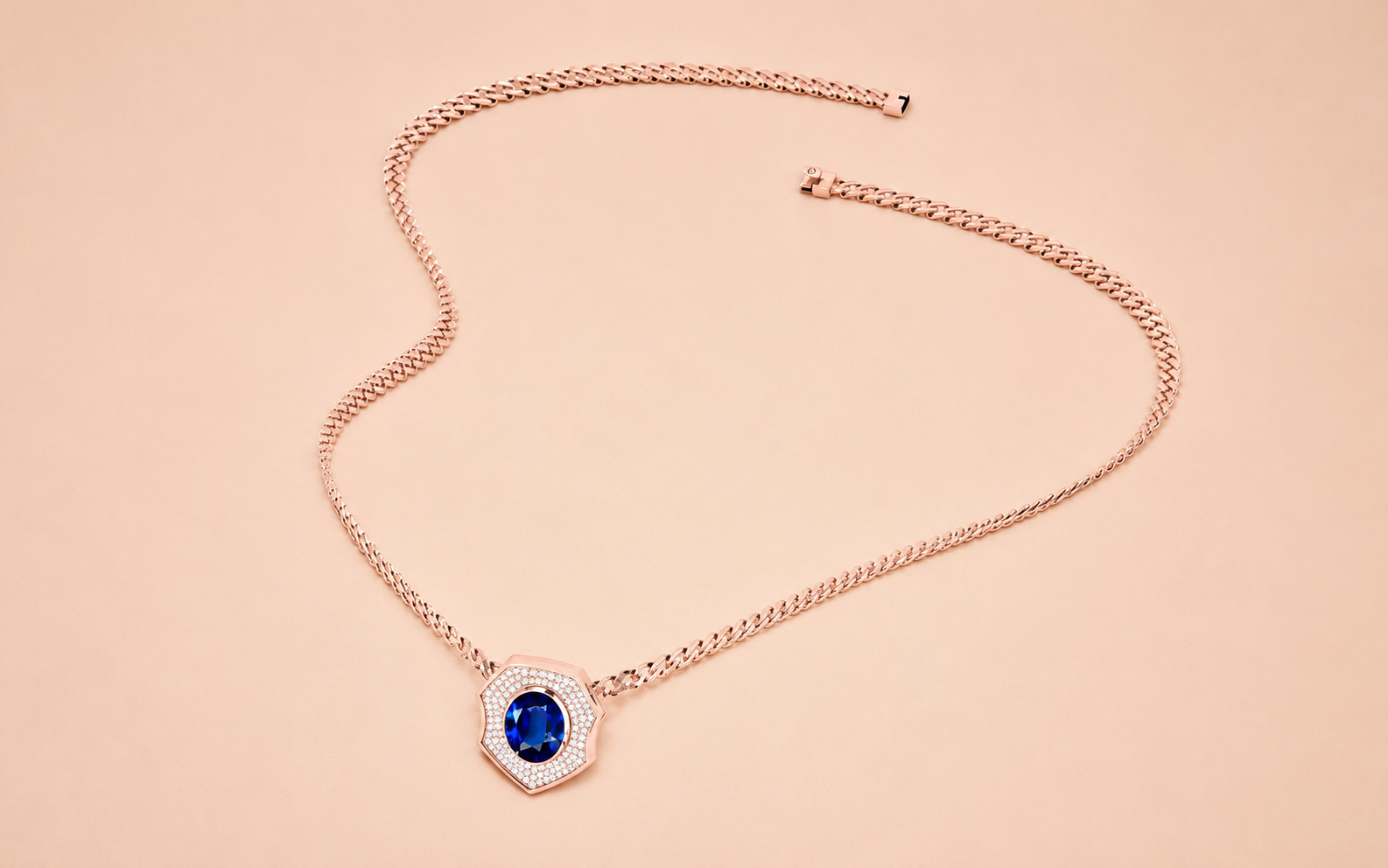 Royal Blue Sapphire Rose Gold Necklaces (NK7)