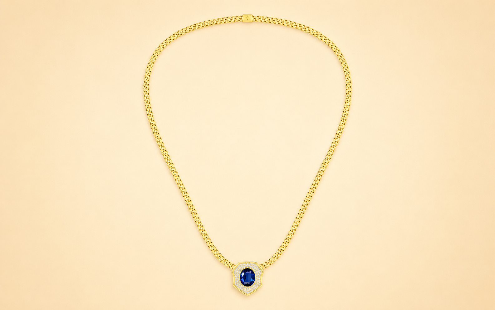 Royal Blue Sapphire Yellow Gold Necklaces (NK7)